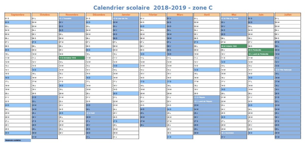 calendrier scolaire 2018 2019 Lycée Gutenberg de Créteil